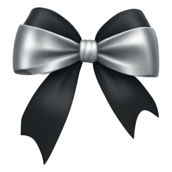 black bow with a silver heart bow in the center sticker