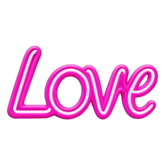Pink neon sign with the word love sticker