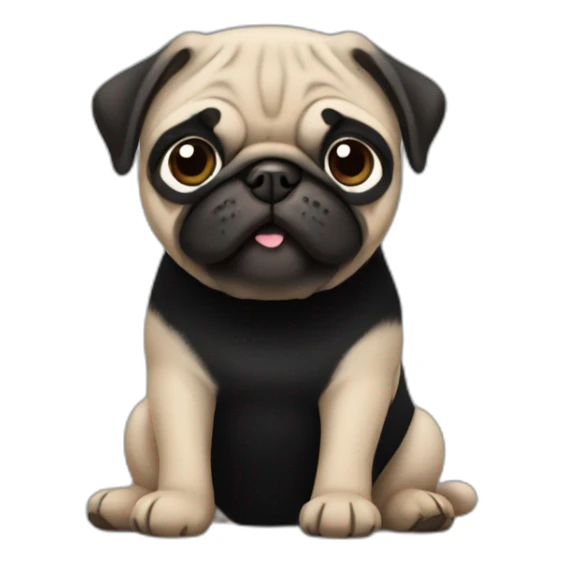 pug wearing a black t-shirt sticker