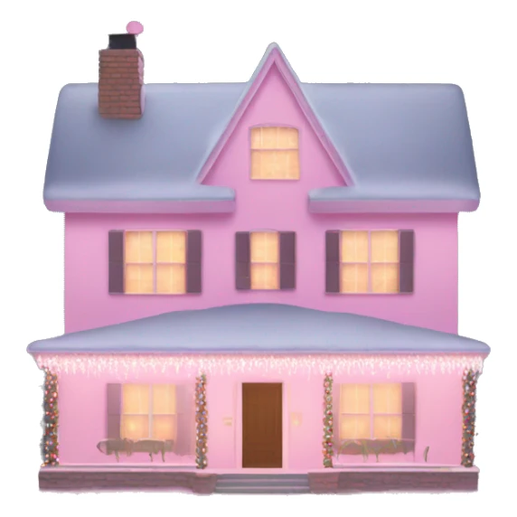Big House with pretty light pink Christmas lights  sticker