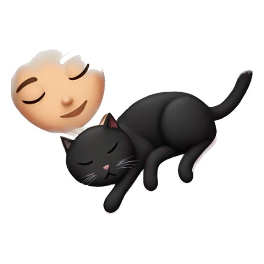 Brunette girl sleeping with black cat in pink bed sticker
