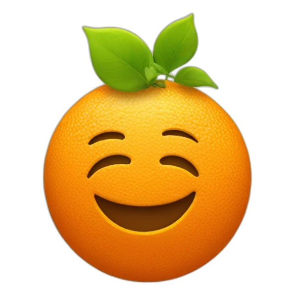 happy face as a orange with leaves at top sticker