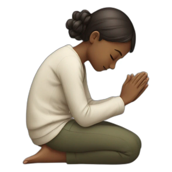A girl on her knees praying sticker