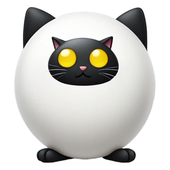 A white ball dude drive sitting on top of a black cat sticker