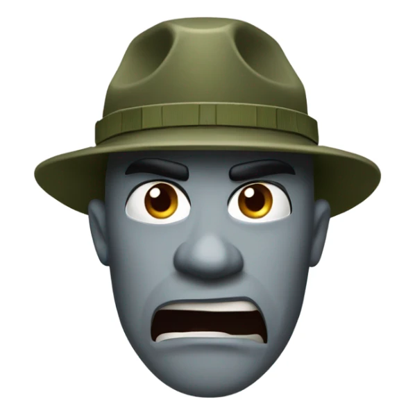 drill sergeant character wearing a classic sergeant hat and a camouflage army shirt. The character should have an angry intense expression. sticker