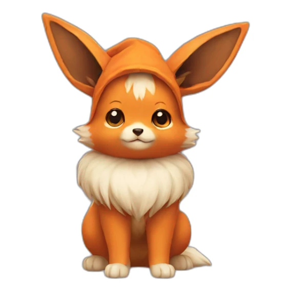 Orange eevee with fur on his head sticker