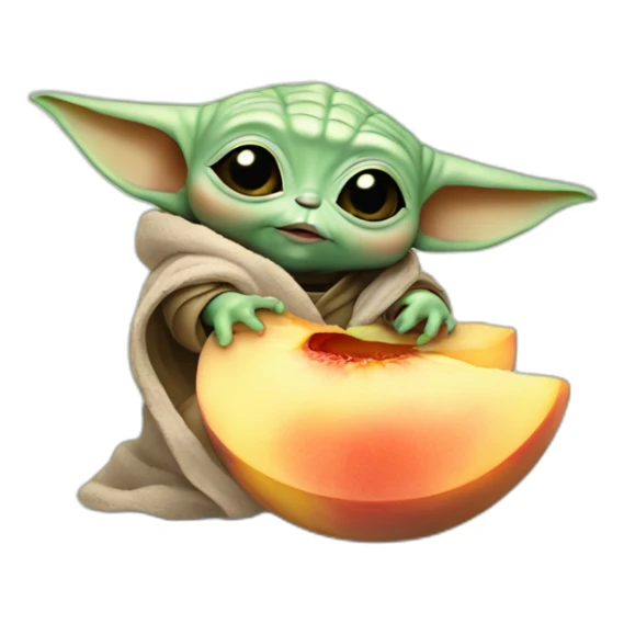 Baby Yoda eating-peach sticker