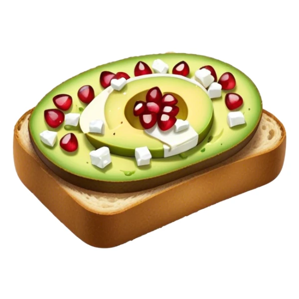 Sliced Avocado toast with pomegranate seeds and feta cheese sticker