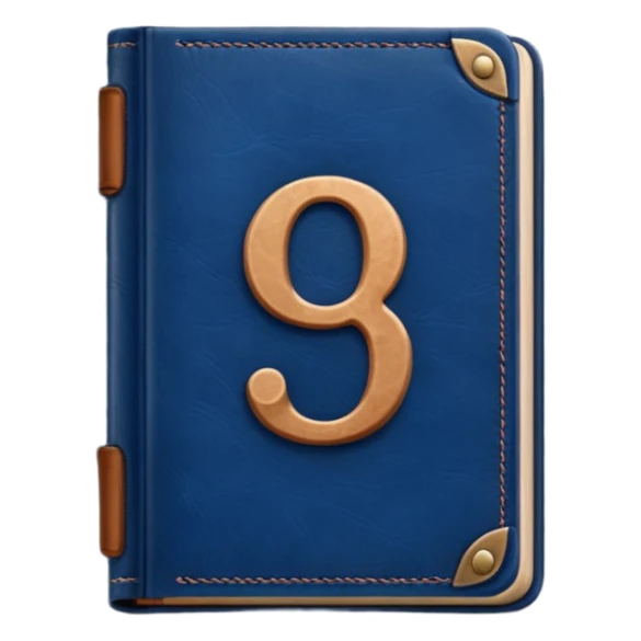 Dark blue book with a number "9" in the cover sticker