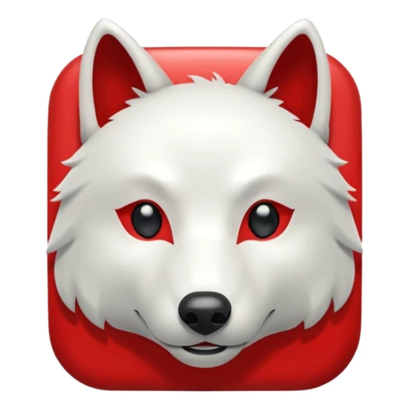 A bold white capital letter C with a small white wolf head icon above it, inside a red rounded square, emoji style, flat design, shiny light reflection, same style as 🅱️ emoji, transparent background. sticker
