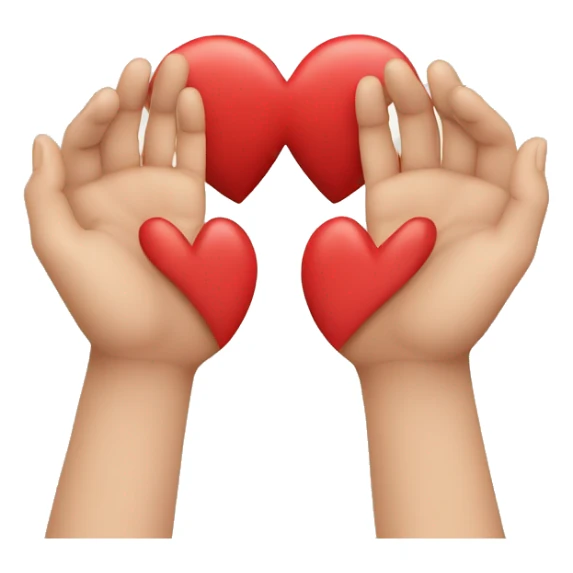 Heart hands with red heart in the middle sticker