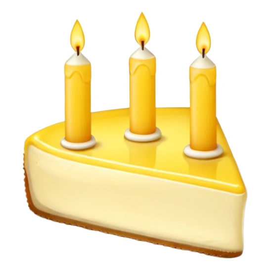 triangle lemon cheesecake on plate and birthday candles sticker