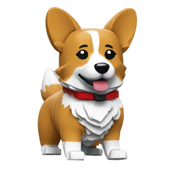 Corgi in the style of Lego minifigure sticker