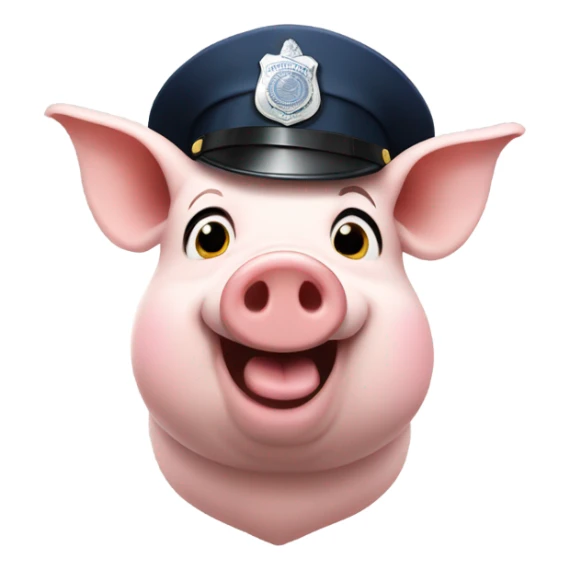 animated Pig with a police hat sticker