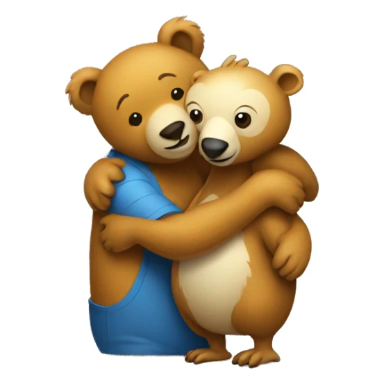 a bear animal and a dodo animal hugging sticker