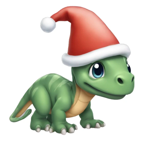 Little Foot from the Land Before Time wearing Christmas hat sticker