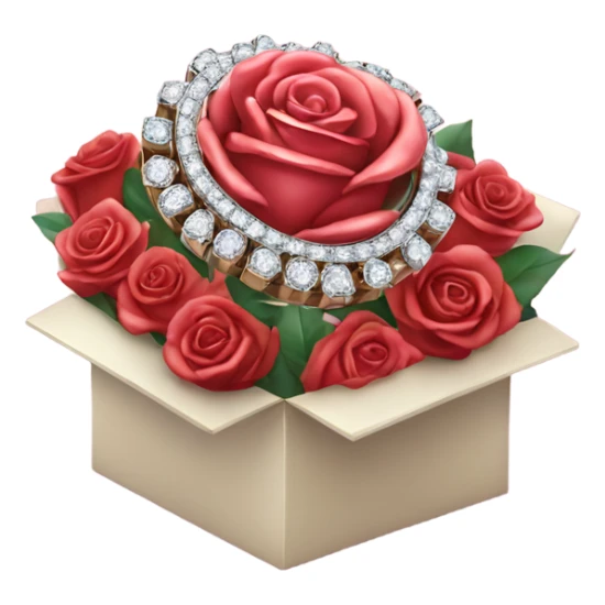 Diamond ring in a box with bouquet of roses  sticker