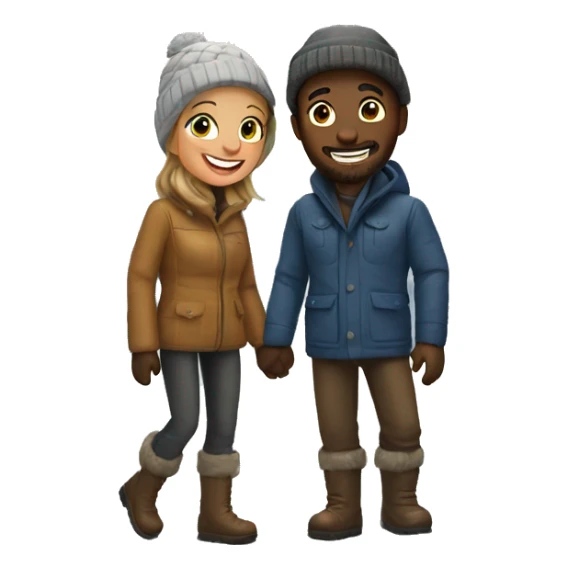 happy couple outdoors in snow sticker
