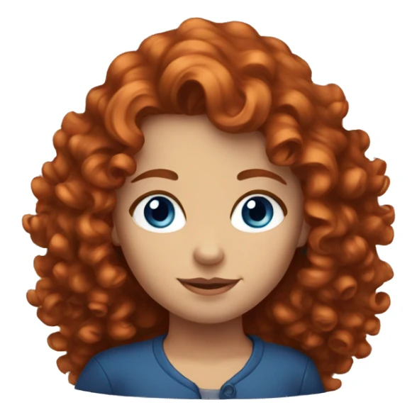 curly hair redhead girl with dark blue eyes sticker