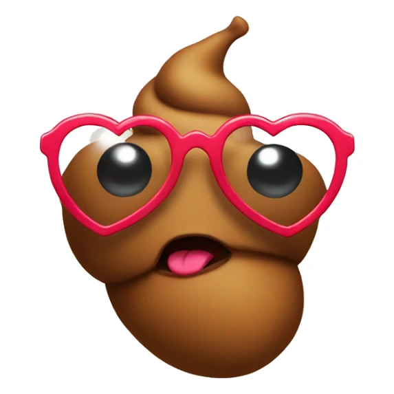 a poop emoji wearing heart glasses sticker
