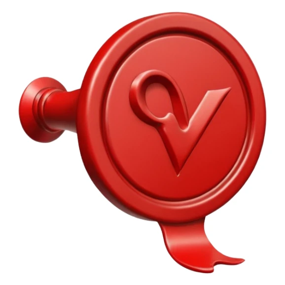 wax seal in the form of a check mark sticker