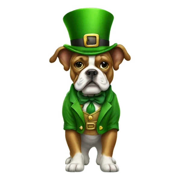 Leprechaun standing on a bulldog sticker