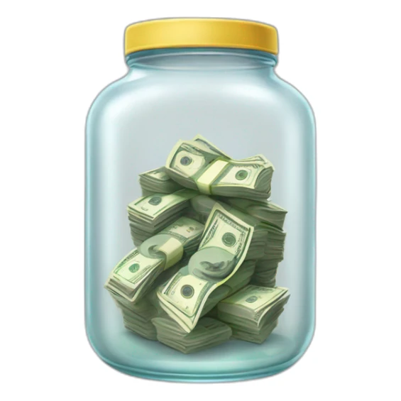 a clear jar :jar: with cash inside of it:money_with_wings:  sticker