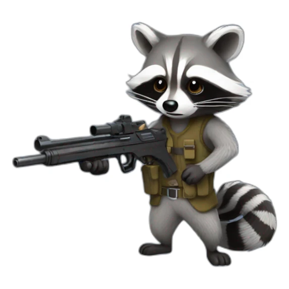 Raccoon with a gun sticker