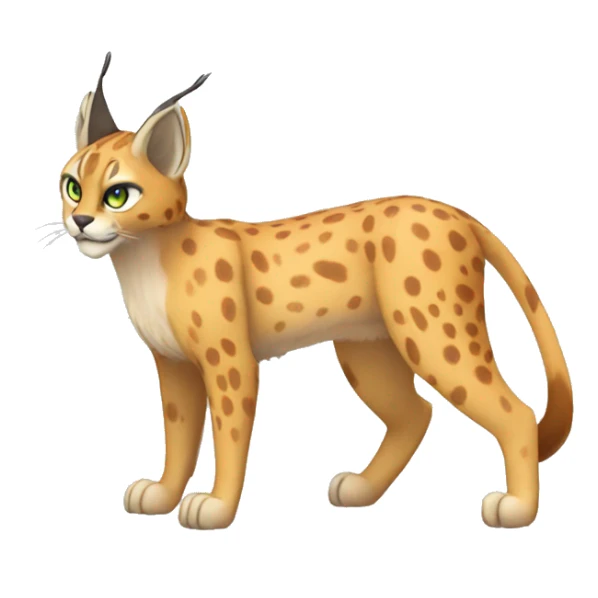 spotted Lynx-Caracal-Fakemon-hybrid with orange points full body sticker
