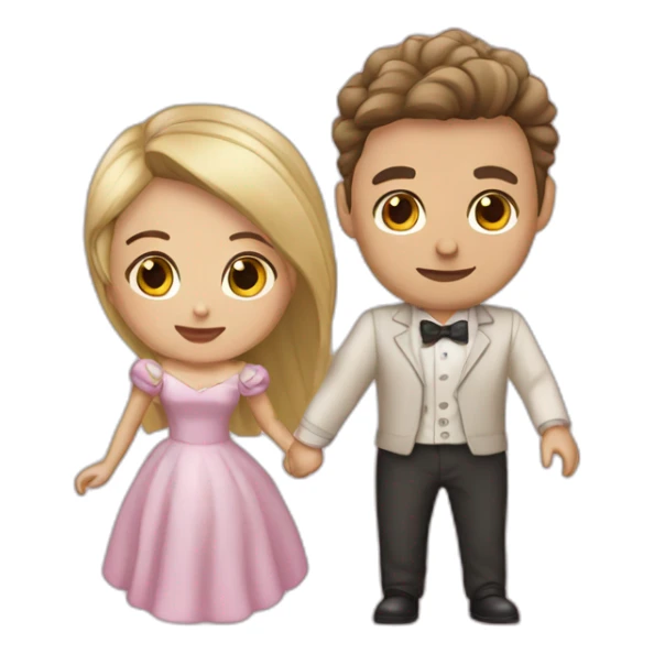 Novios vesandose iniciales L y C sticker