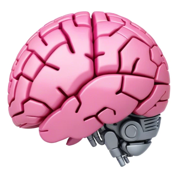 3d pink robotic brain in a form of earth from an angled perspective sticker