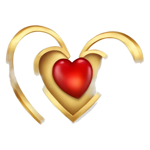  red heart with depth and gold shine sticker