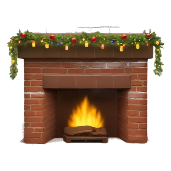 Brick Fireplace with and Christmas lights and stockings sticker