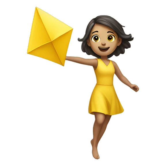 Caucasian Girl flying a yellow diamond-shaped kite sticker