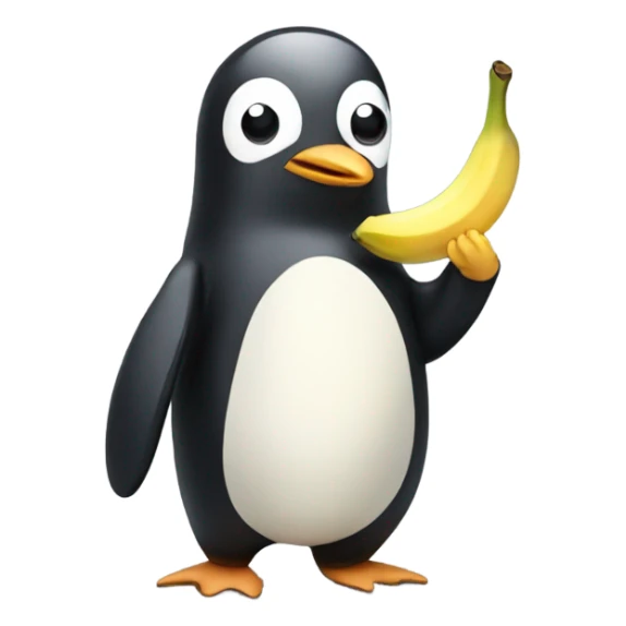 Penguin with jumper eating a banana sticker