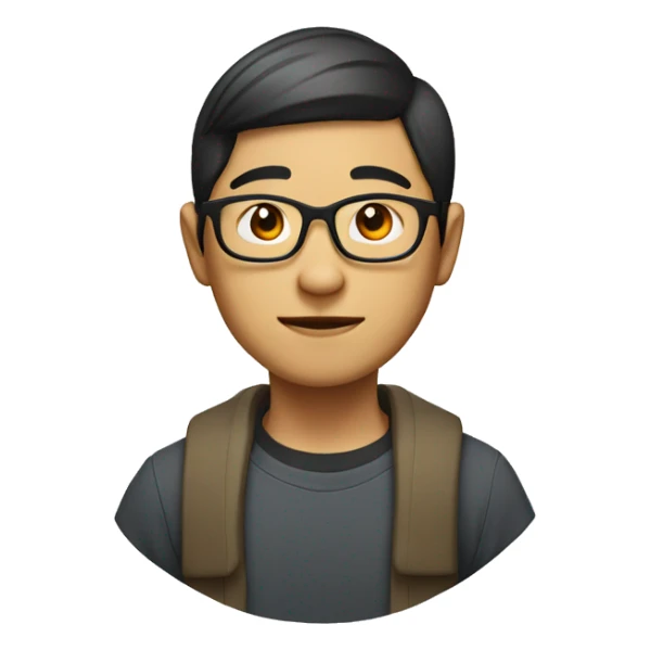round faced asian male avatar with glasses and light beard shaved sid sticker