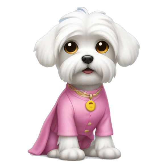 White Maltese wearing pink outfit sticker