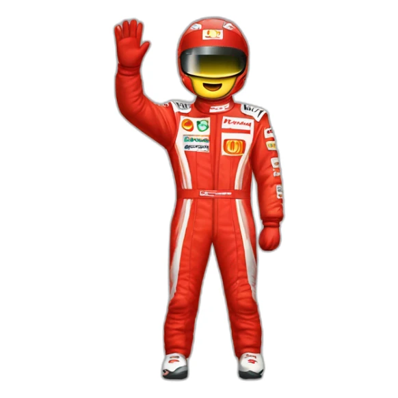 Michael Schumacher red racing suit waving sticker