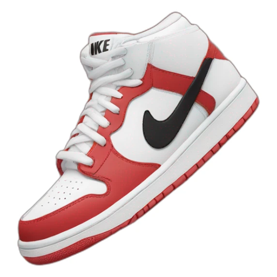 Chaussure Nike rouge et blanche avec le logo en noir sticker