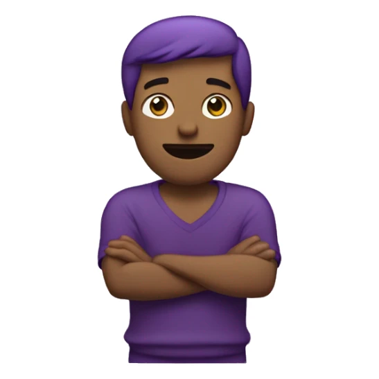 Man Gesturing No
A white man with arms crossed forming an ‘X’ to indicate ‘Team X". With purple jumper sticker