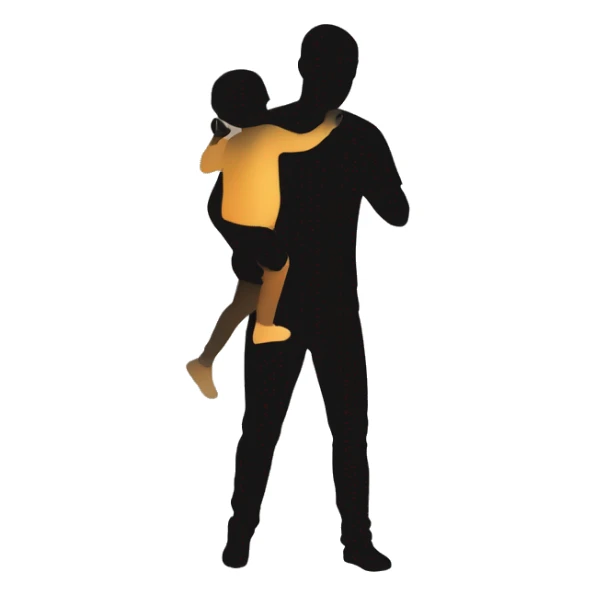 Dad hold babygirl in the air. Black shadow figure  sticker