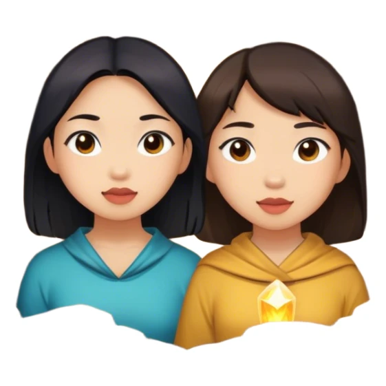 two asian girls in a cave sticker