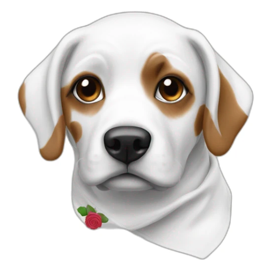 Un bandana rose et blanc sur un chien blanc sticker