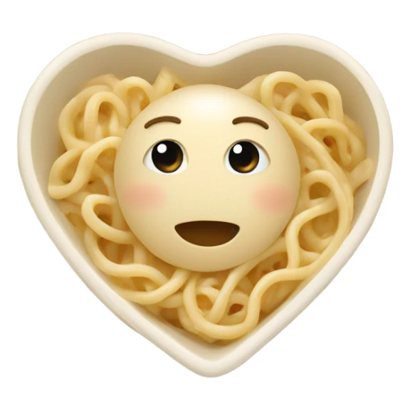 noodles in beige heart bowl sticker