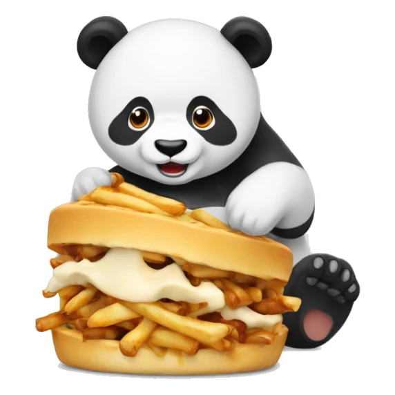 Potine qui porte un panda qui mange de la poutine  sticker
