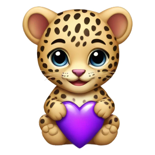 Baby leopard holding a purple heart  sticker
