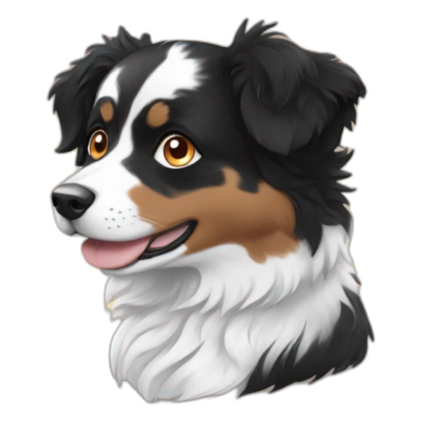 black, white and fire with blue eyes mini australian shepherd sitting sticker