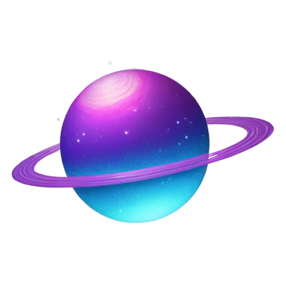 sparkly glittery blue purple and pink glitter planet with white saturn ring sticker