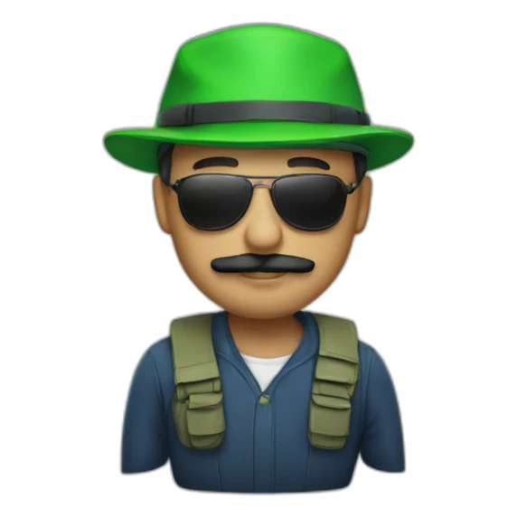 Man with cap and green sunglasses and mustache  sticker