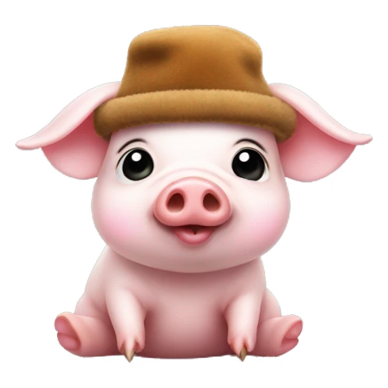 Tiny micro-pig wearing a fur hat and blowing a kiss  sticker